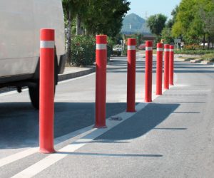 Bollards-flexible-a-resist-installed-demarcate-road