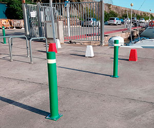 A-Resist bollards B with plate installed Mashou port