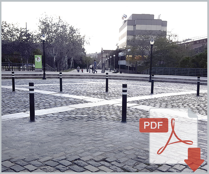 A-Resist DT bollards installed delimit sidewalk